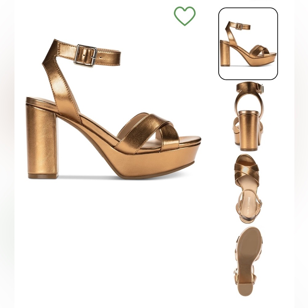 NIB! Sun & Stone Gold Lilla sandals in gold size 9.5 - Picture 4 of 11